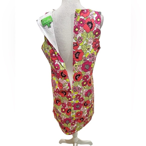 Pappagallo sleeveless sheath dress bold floral print scalloped hems lined sz 12 - Picture 10 of 12